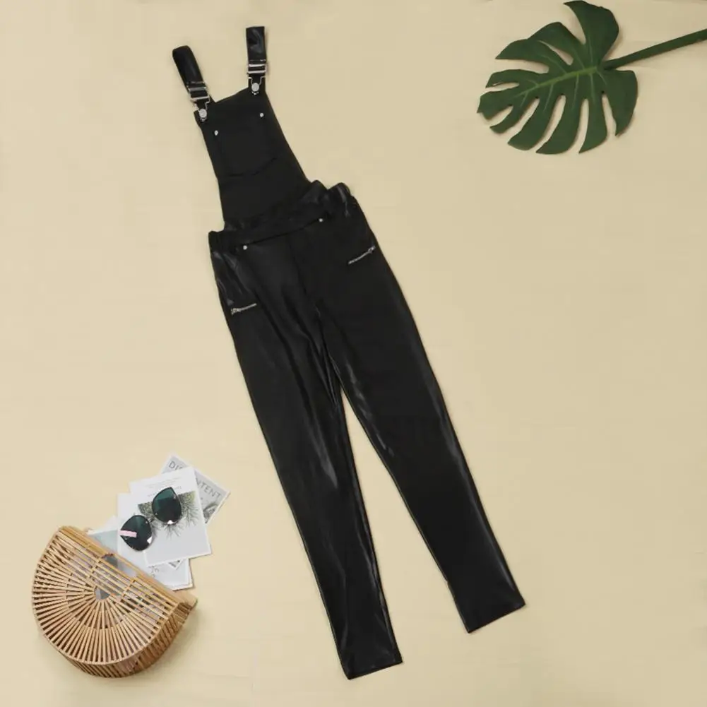 Popular Party Jumpsuit Solid Color Soft Backless High Waist Imitation Leather Jumpsuit  Sexy Women Jumpsuit for Night Club