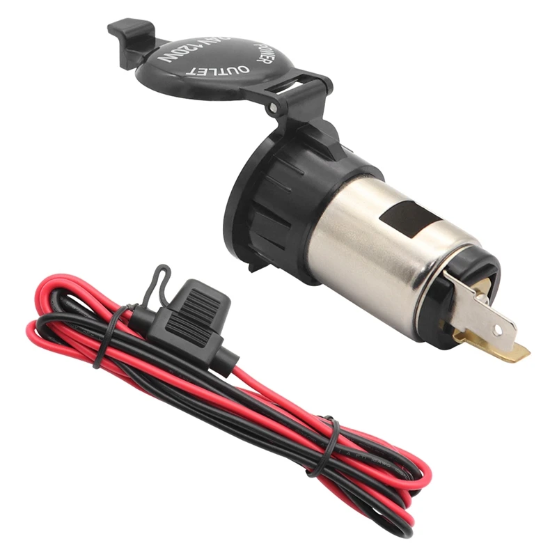 

12V 24V 120W Socket Waterproof Power For Motorcycle Boat Car Socket Plug With 1.5Meter Fuse & Wire