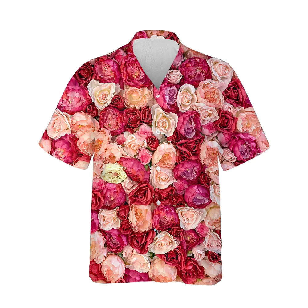 Jumeast New 3D Summer Hawaiian Short Sleeve Shirts For Men Clothing Love Collection Oversized Casual Blouses Streetwear Clothing