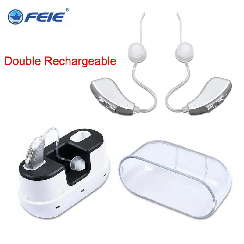 2 PCS Rechargeable Hearing Aid Digital BTE Hearing Aids Adjustable Tone Sound Amplifier Deaf Elderly Digital Hearing Aid MY-2