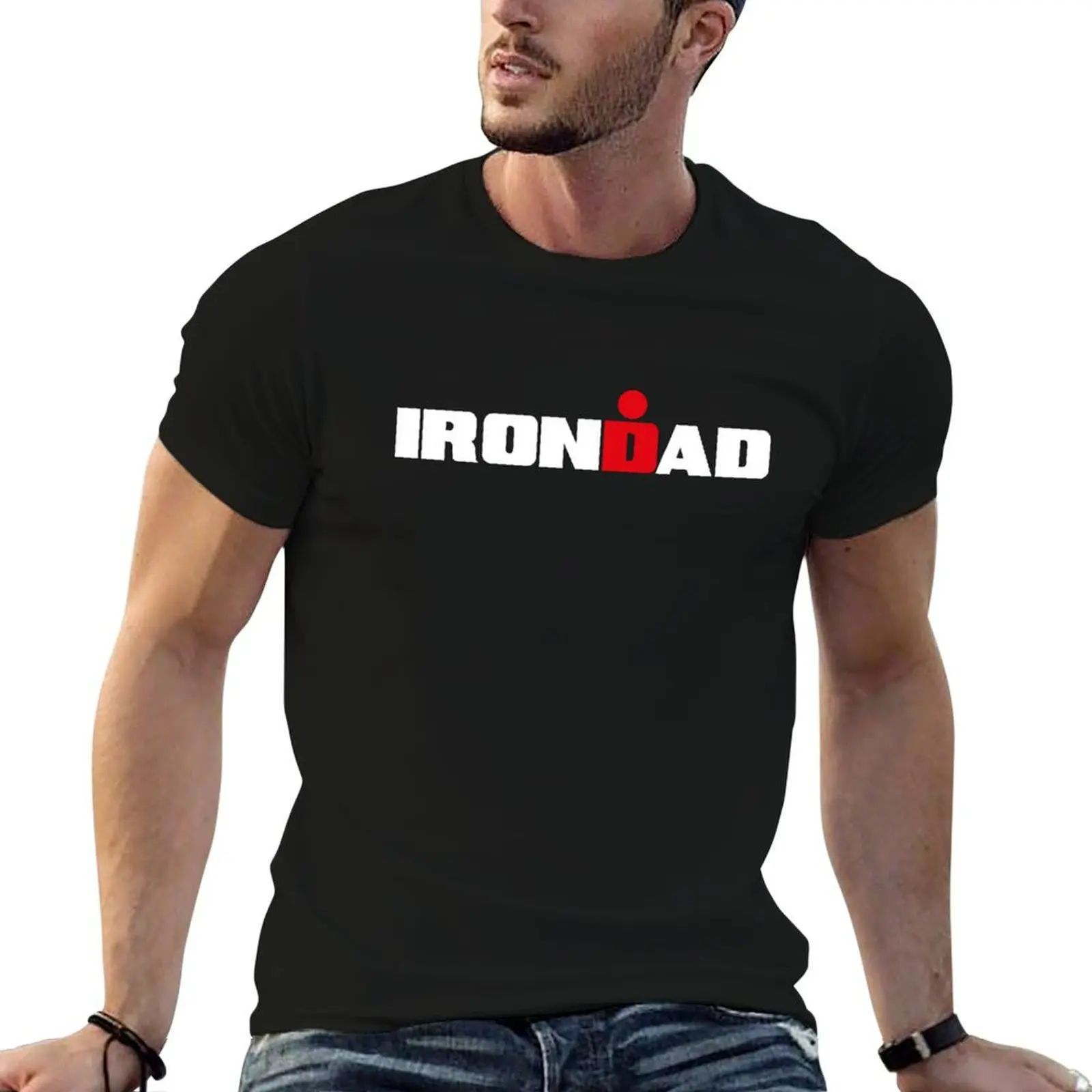 Фото Футболка IronDad, Triathlon Dad, Triathlete Daddy, мужские футболки, футболки с рисунком для мужчин, белая футболка №1