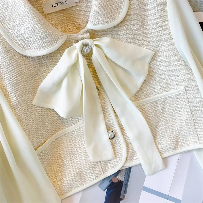 Женский твидовый костюм из двух предметов короткий пиджак и юбка в Корейском