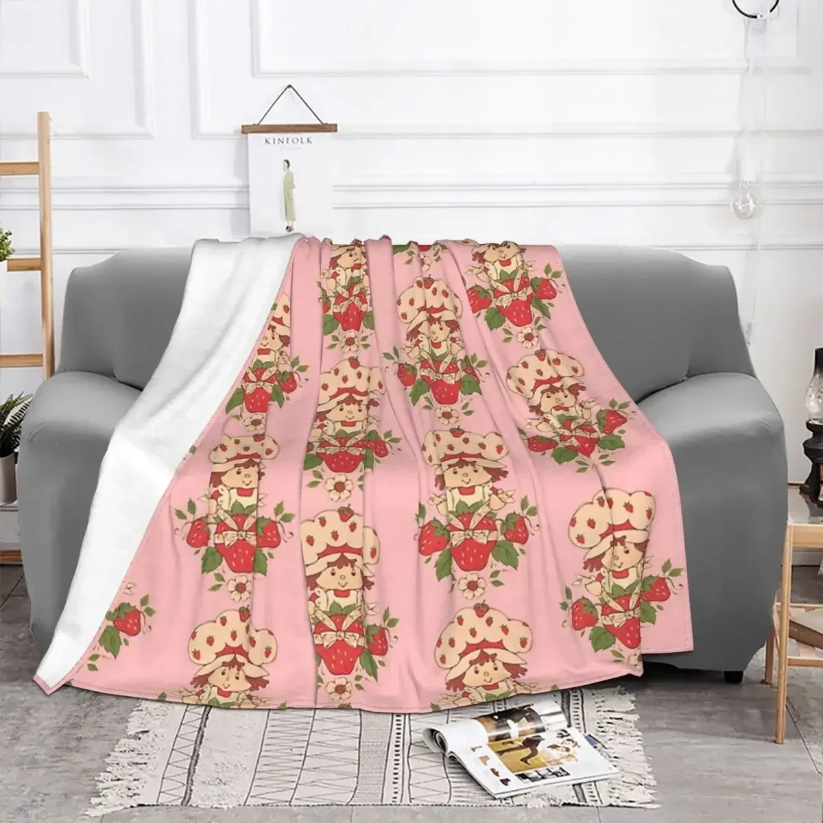 Фото Mantas cálidas портативности de kamajos animados, ropa de cama de viaje, fresa, пастельный корто, tan 90% №2