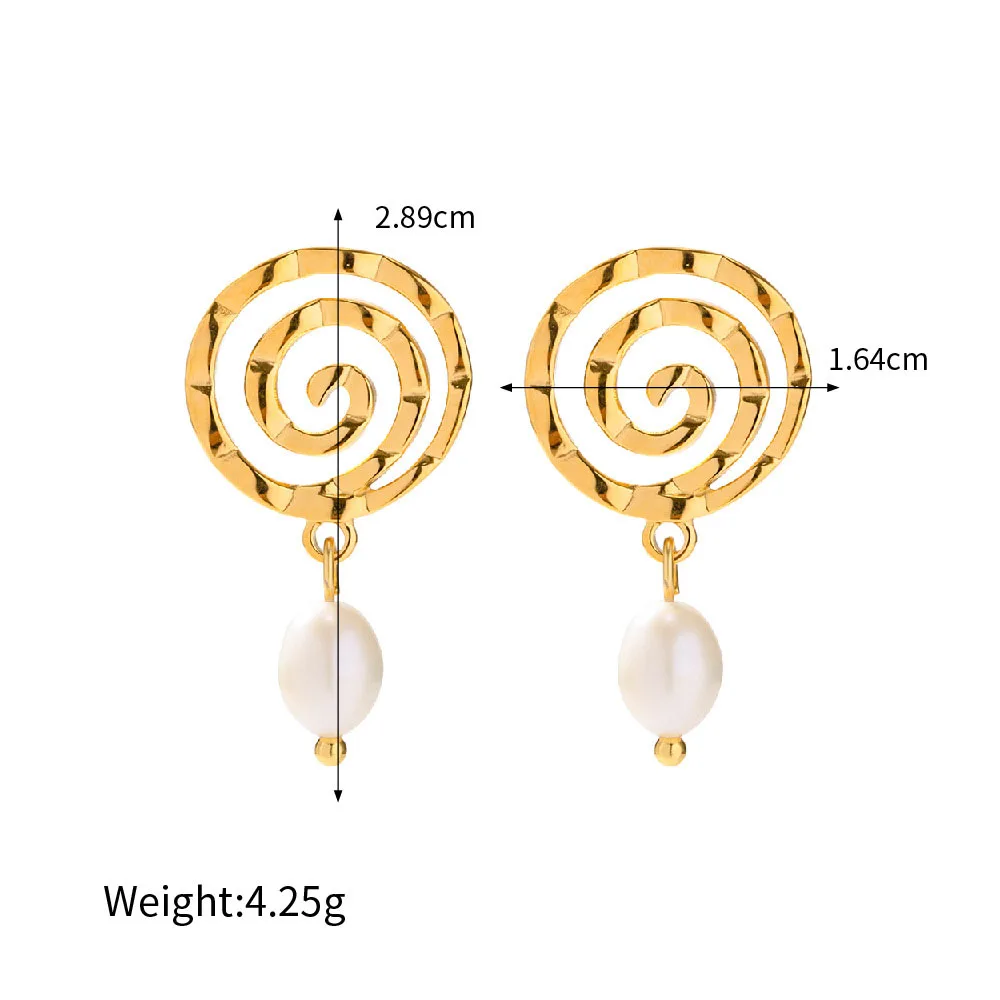 Stainless Steel PVD 18K Gold Plated Tarnish Waterproof Natural Pearl Drop Earrings For Woman Jewelry Wholesale Trendy