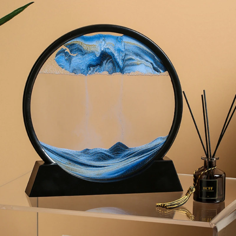 

Nordic Minimalist 3D Glass Quicksand Painting Hourglass Glass Ornament Home Living Room Office Desk Decoration Furnishing