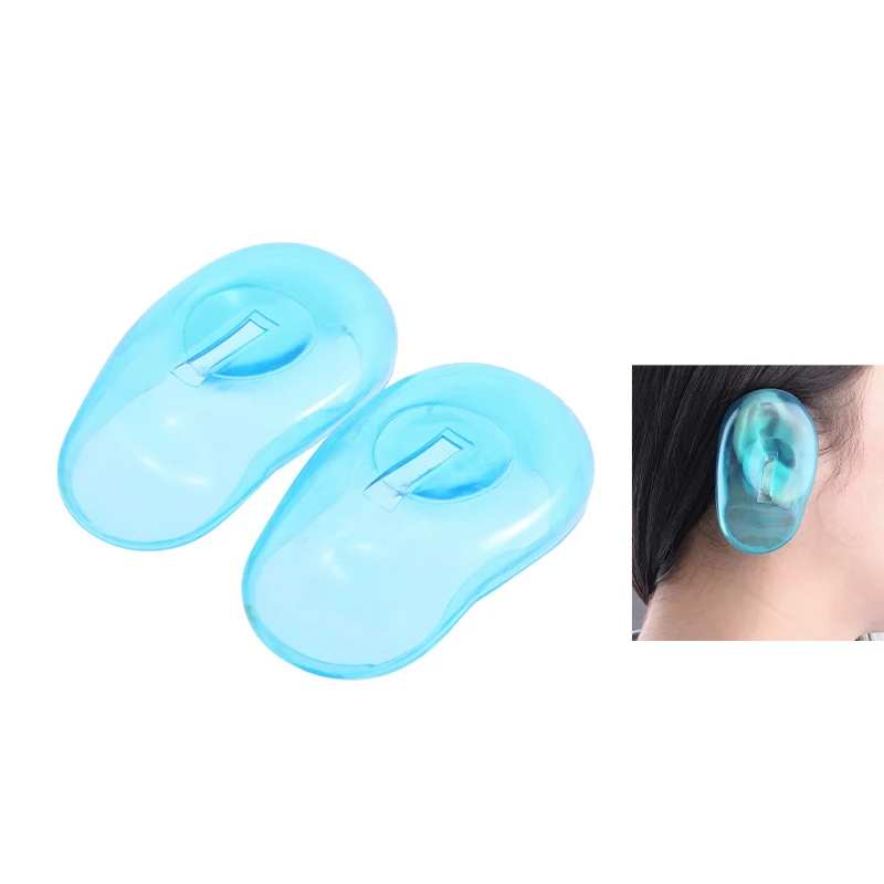 

1 Pair Salon Hair Dye Clear Blue Silicone Ear Cover Shield Barber Shop Anti Staining Earmuffs Protect Ears From Shower Water