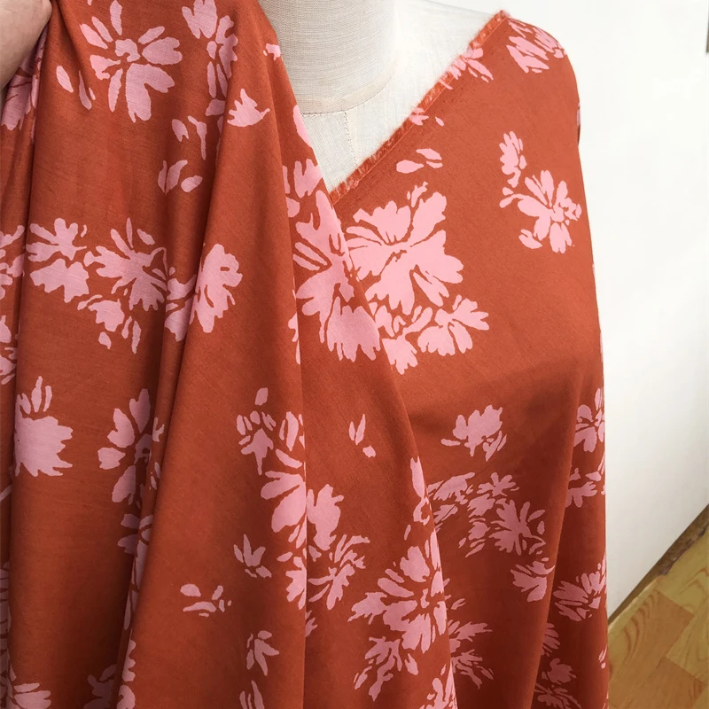 

1 метр X 1,35 м ткань для платьев в стиле ретро из шелка и хлопка, натуральный цветочный