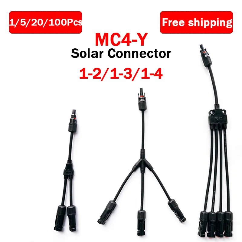 

1/5/20/100 Sets MC4 Y Type Photovoltaic Solar Connector 1000V 30A IP67 Male Female 3Way 4Way 5Way Plug 1 IN 2/3/4 OUT Adapter