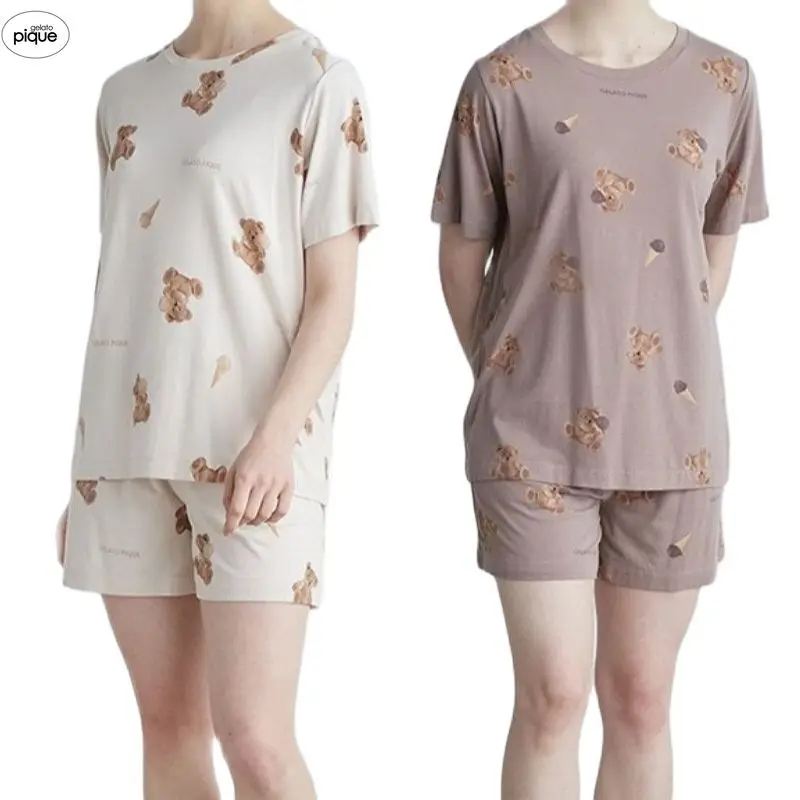 Room Wear Gelato Pique Kawaii Teddy Bear Shorts Set Homewear Set   Summer