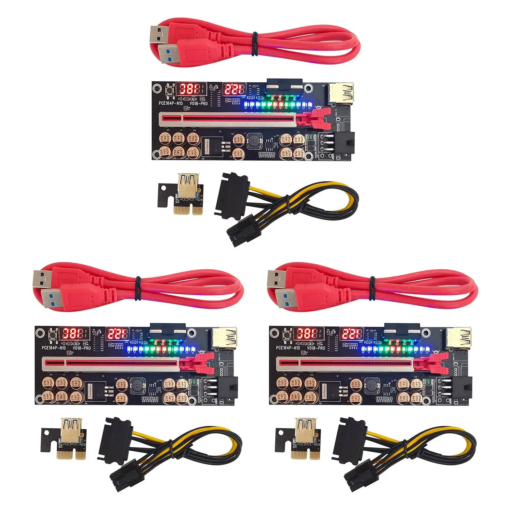 

3PCS VER018 PRO USB3.0 PCI-E Riser Card PCIE Graphics Card Extension Cable PCI-E 1X to 16X Graphics Card Adapter Cable