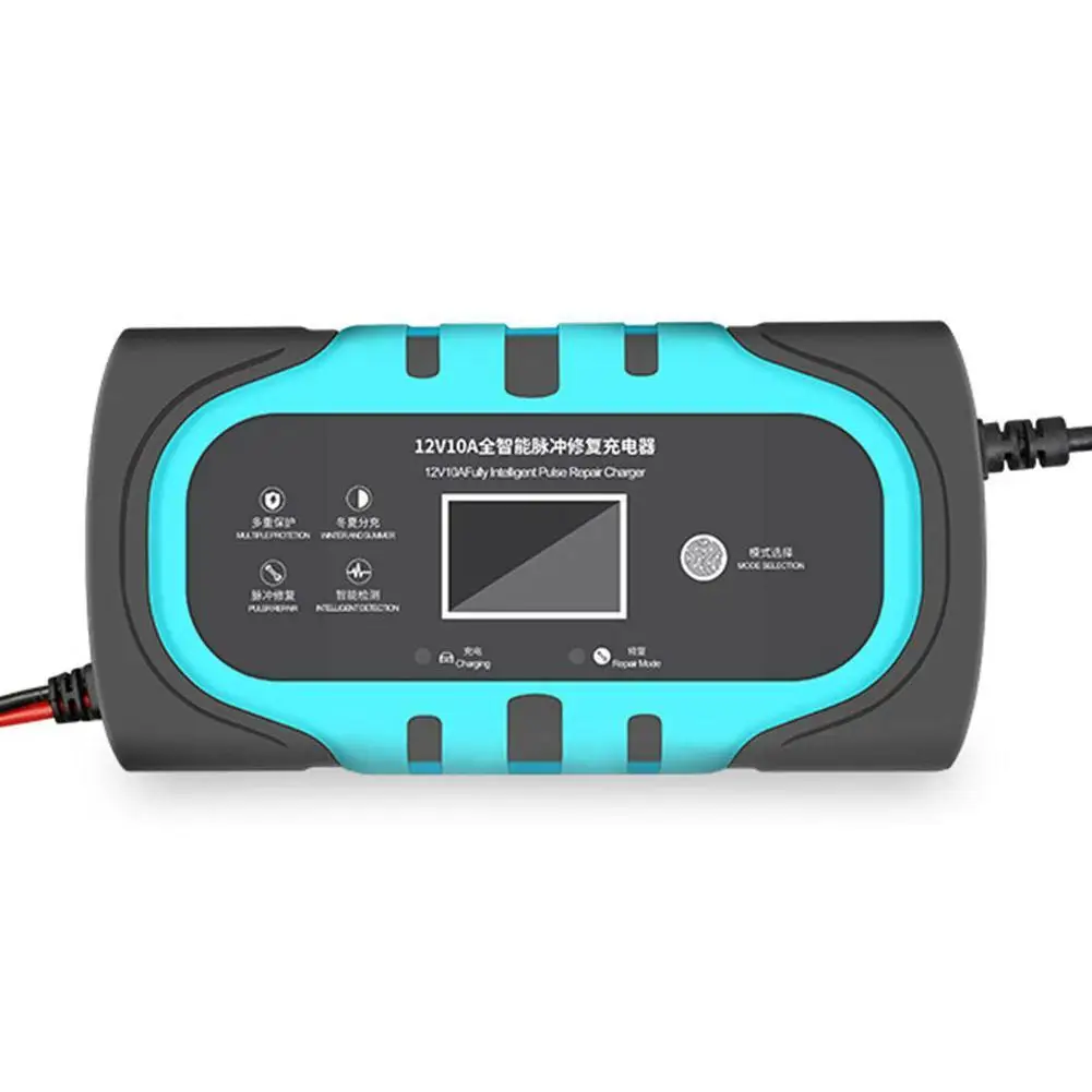 

12v 10a Car Battery Charger With Lcd Display Eu Us Plug Pulse Repair Chargers Wet Dry For Automobile Motorcycle X9a2