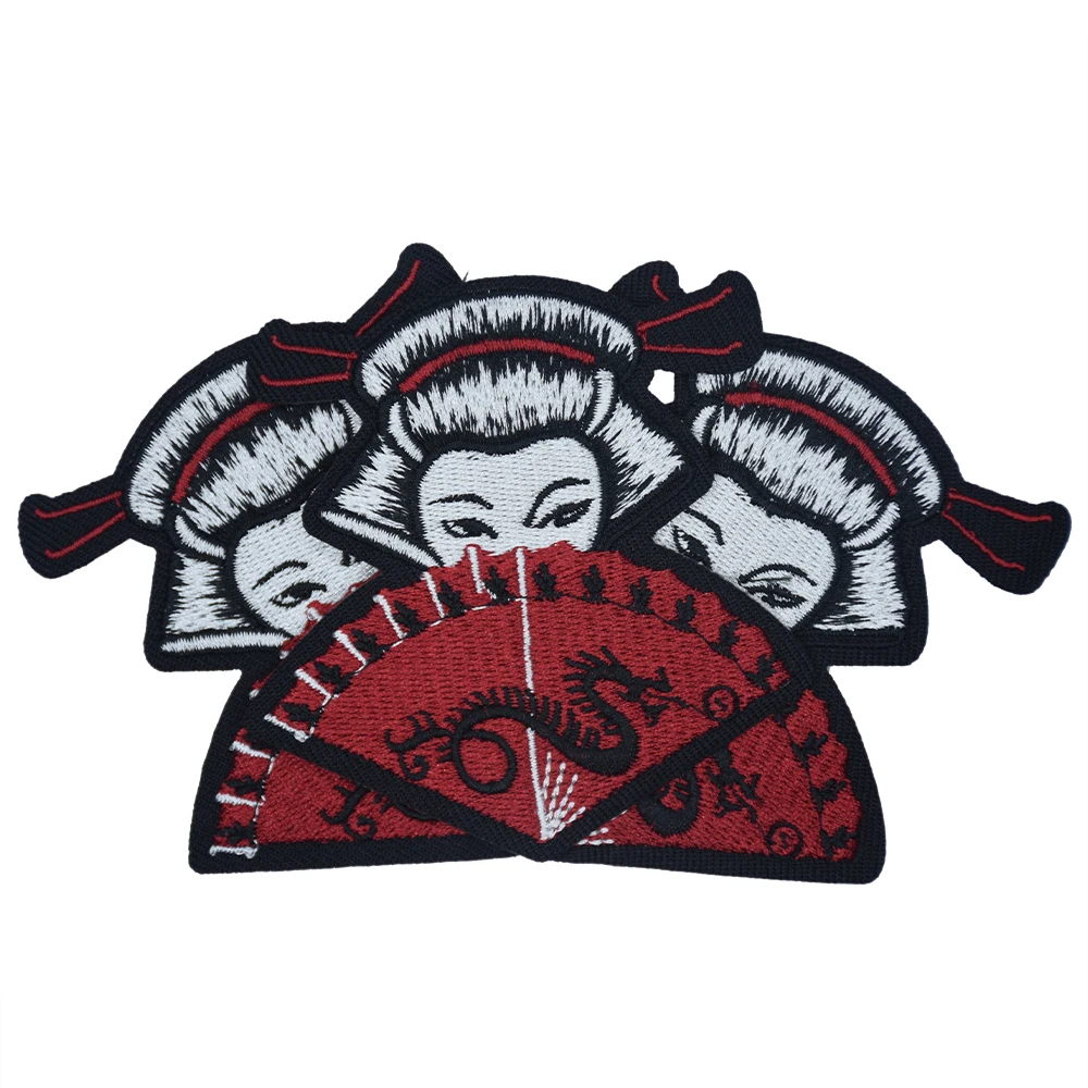 Японская культура искусственная вышивка гейши нашивки для одежды дешевые