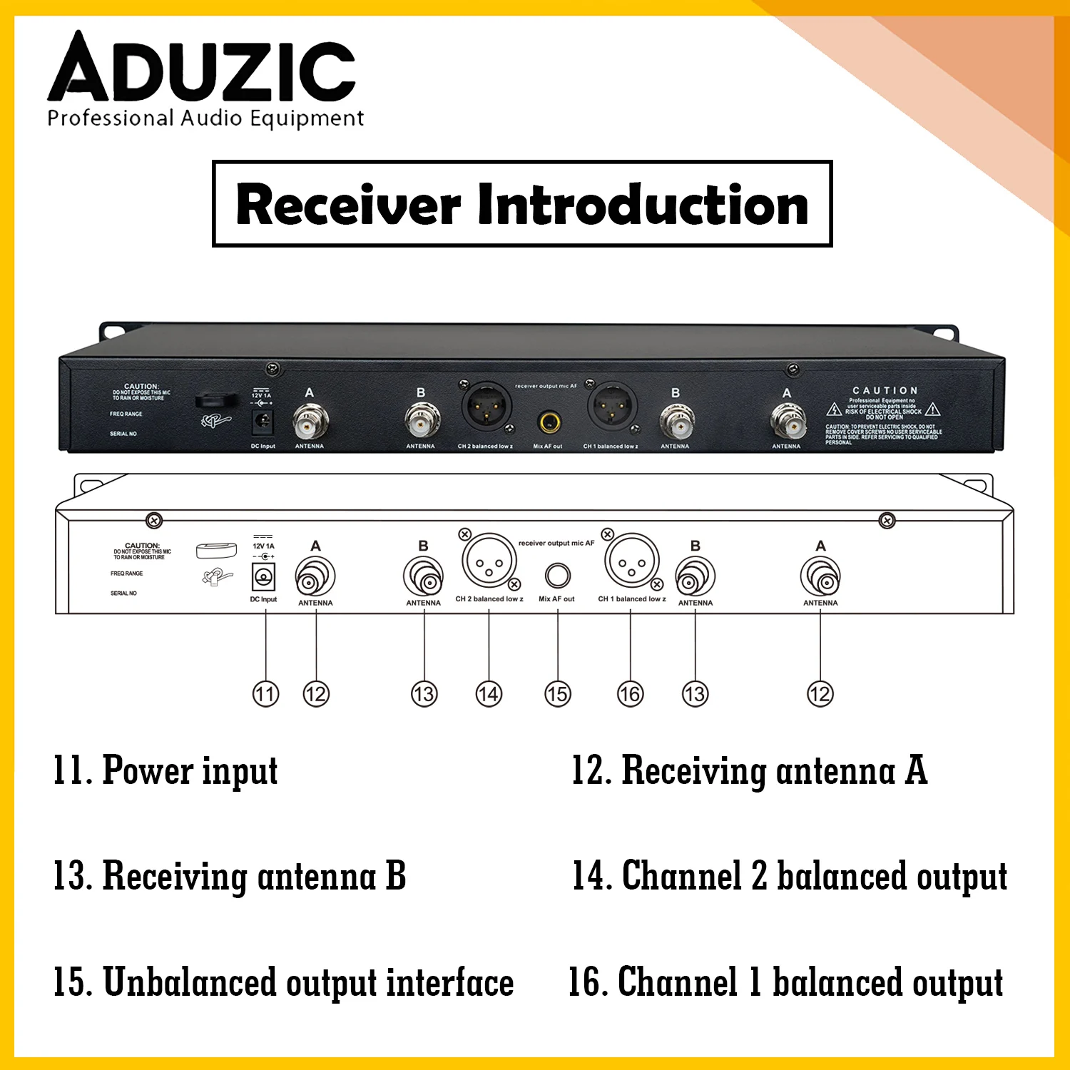 Фото Aduzic AD80S True Diversity 2 Channel Wireless Microphone System 640-690Mhz Handheld Dynamic Mic Professional Stage Microfono №3