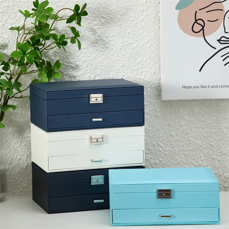 WEJEBOX New 2023 Exquisite Leather Jewelry Box for Women Travel Jewelry Organizer Necklace Earring Ring Storage Box gifts