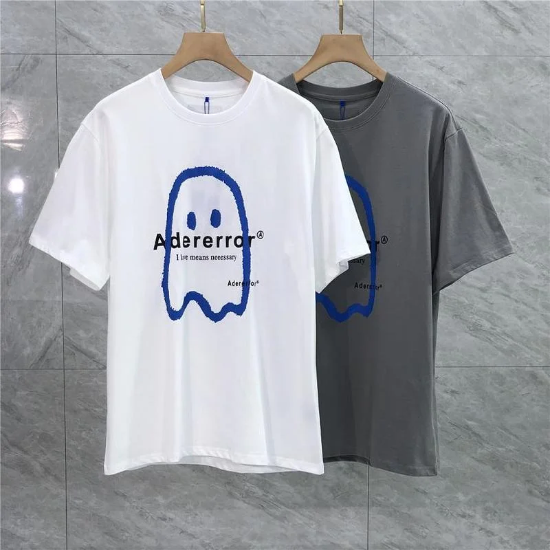 

22SS Ghost Logo Printing ADER ERROR T Shirt Men Women EU Size 100% Cotton ADER Top Tees Streetwear Summer Justin Bieber Bermudas