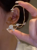 camellia earrings niche design light luxury high end elf vine earbone clip without ear holes tassel long high end earrings