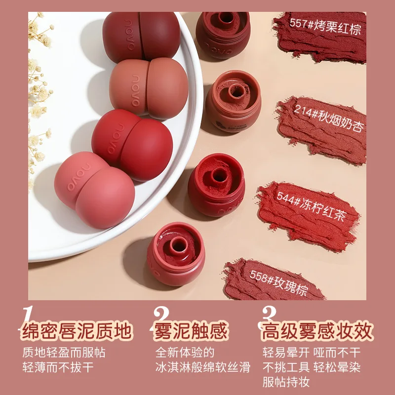 

New Creative Canned Lip Mud Lip Matte Velvet Texture Does Not Fade Long-lasting Non-stick Cup Beginner Natural Lip Makeup
