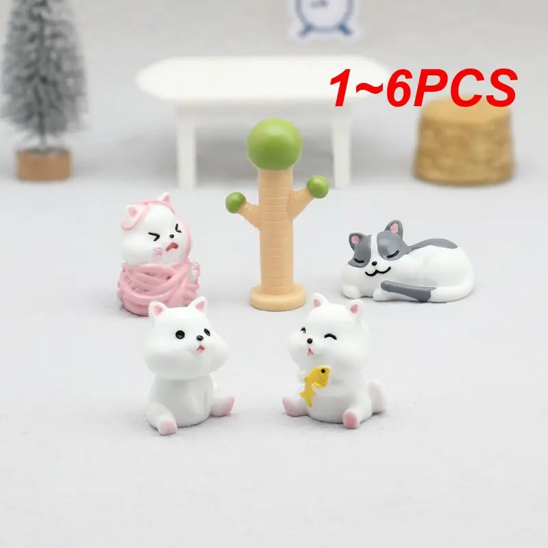 1~6PCS Resin Crafts Bottom Stable The Bottom Is Polished Hand-painted Kitten Modeling Safety And Environmental Protection
