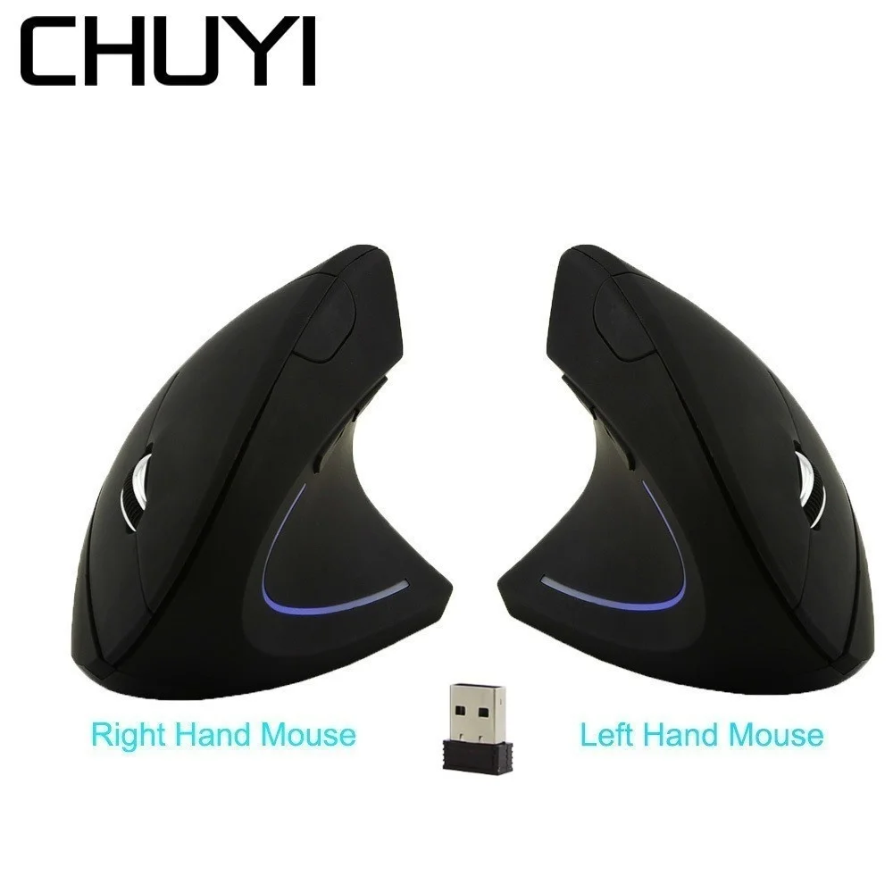 

CHUYI Wireless Mouse Vertical Ergonomic Right/Left Hand Computer Gaming Optical 1600DPI With Mouse Pad For Laptop