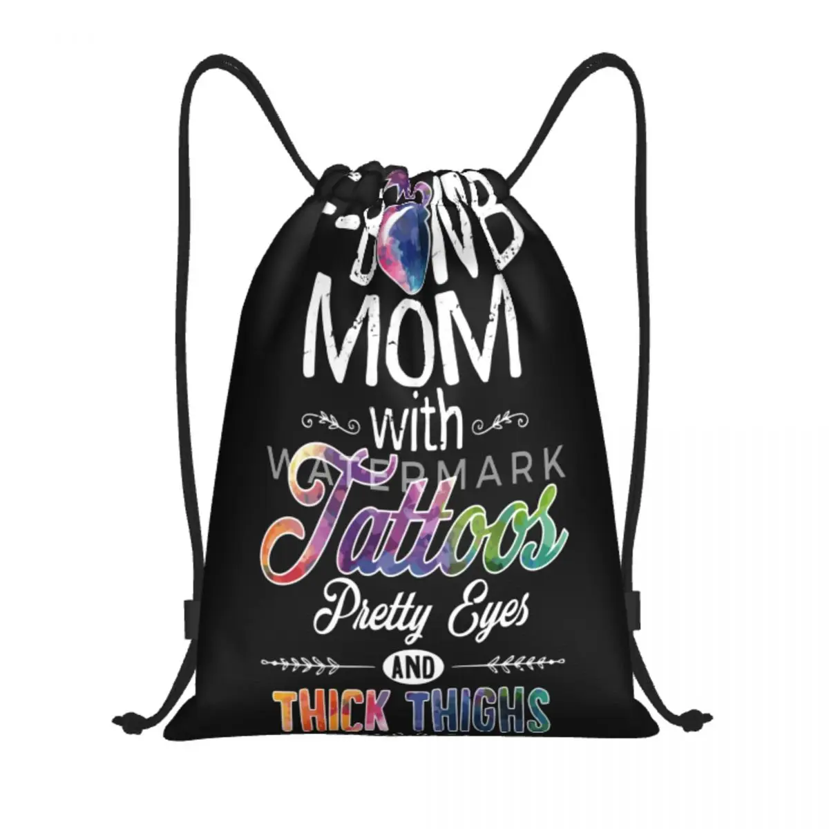 

Fbomb Mom With Tattoos Pretty Eyes Thick Thighs Drawstring Bags,Backpack Personalized Bag Draw string closure Travel Nice gift