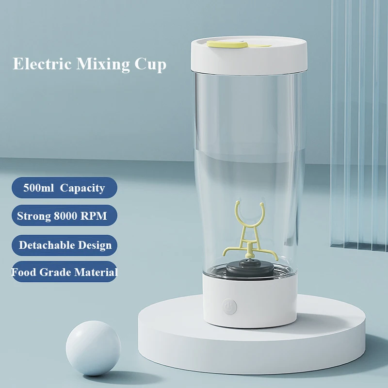 

500ml Electric Protein Shaker Mixing Cup Automatic Self Stirring Water Bottle Mixer One-button Switch Drinkware for Fitness Gym