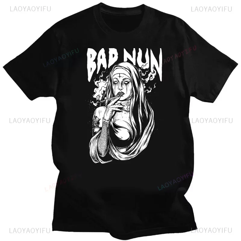 Принт The Bad Nun Мужчины Женщины Футболка Креативность Unholy Evil Летняя футболка Модная