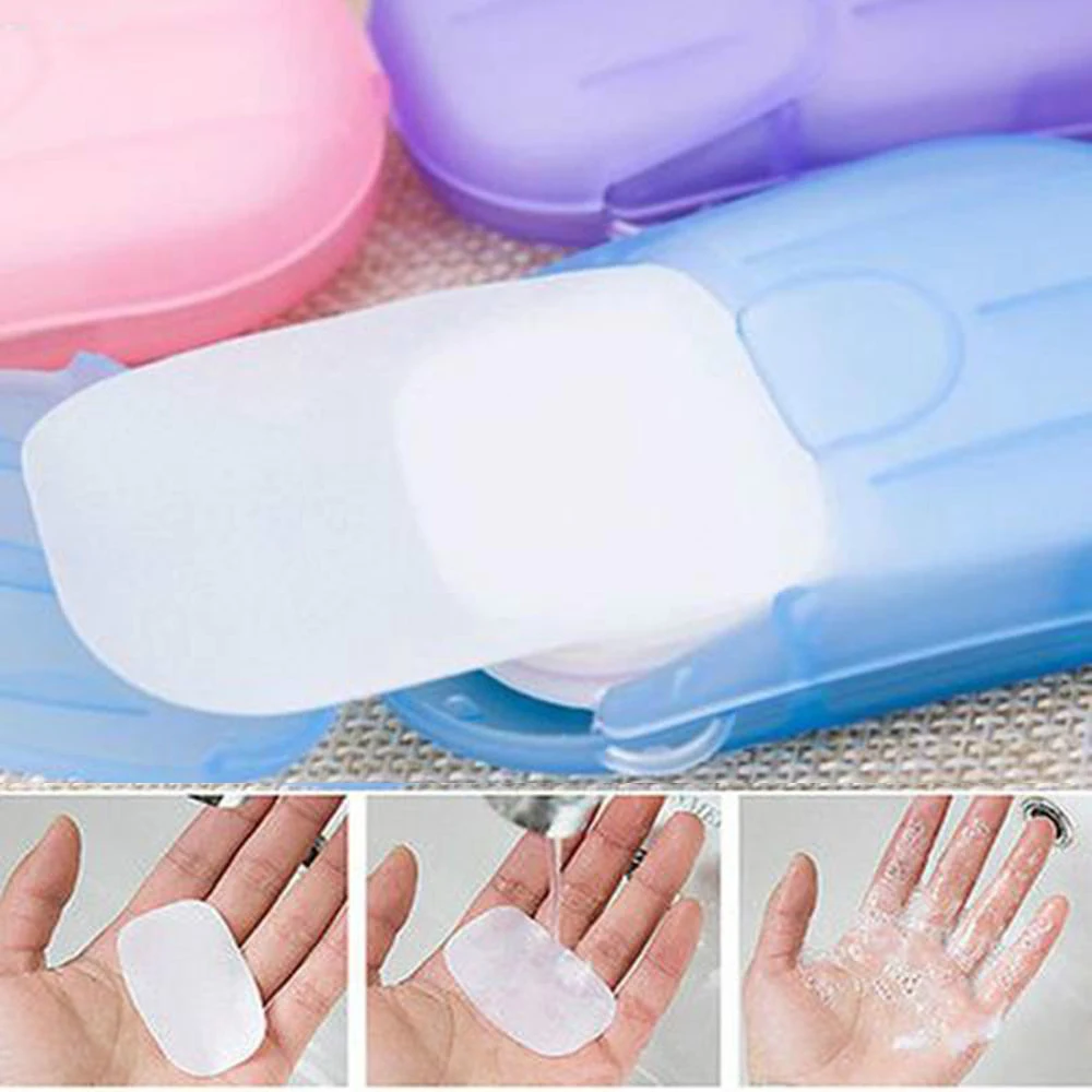 

20 40 60 120PC/Box Disposable Travel Hand-washing Soap Paper Multifunctional Aroma Sliced Cleaning Paper Boxed Mini Soap