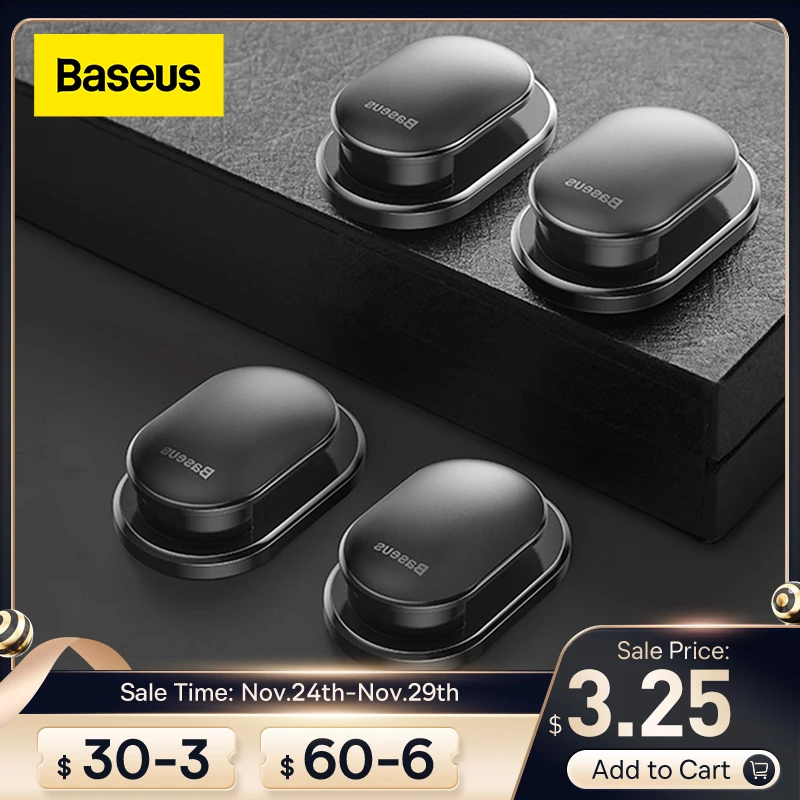  Baseus 4Pcs/Lot Car Hooks Organizer Storage Hanger for USB Cable Headphone Key Storage Car Accessory Car Adhesive Hook Hanger 