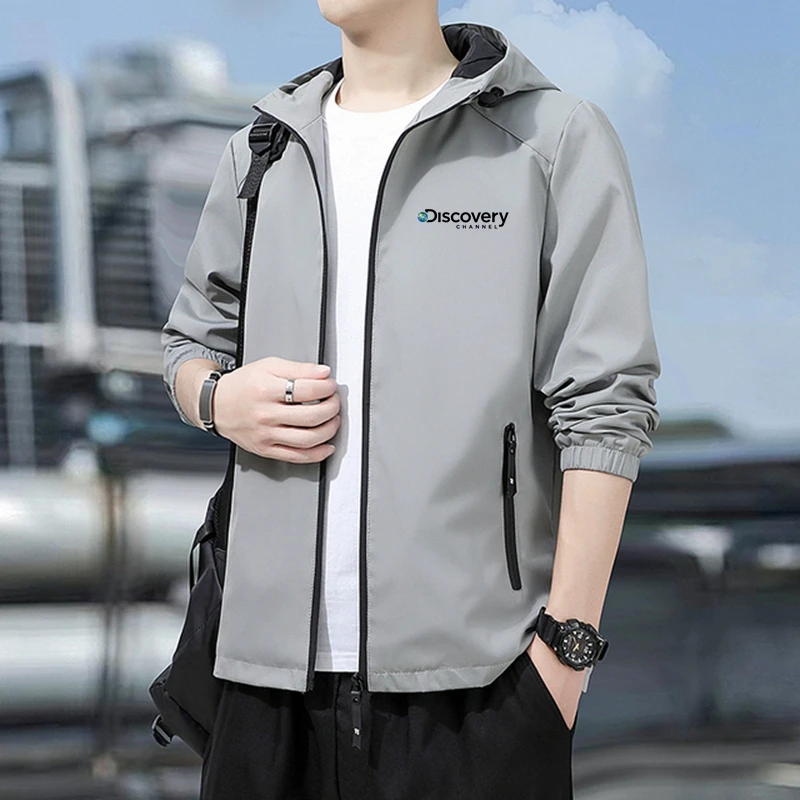 

Discovery Autumn Winter Men's Stand Collar Casual Zipper Jacket Outdoor Sports Coat Windbreaker Jacket for Men Waterproof Bomber