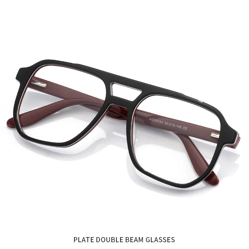 

Retro Fashion Ultra Light Acetate Eyewear Large Size Pilot Double Bridge Men Eyeglasses Optical Prescription Glasses Frame Women
