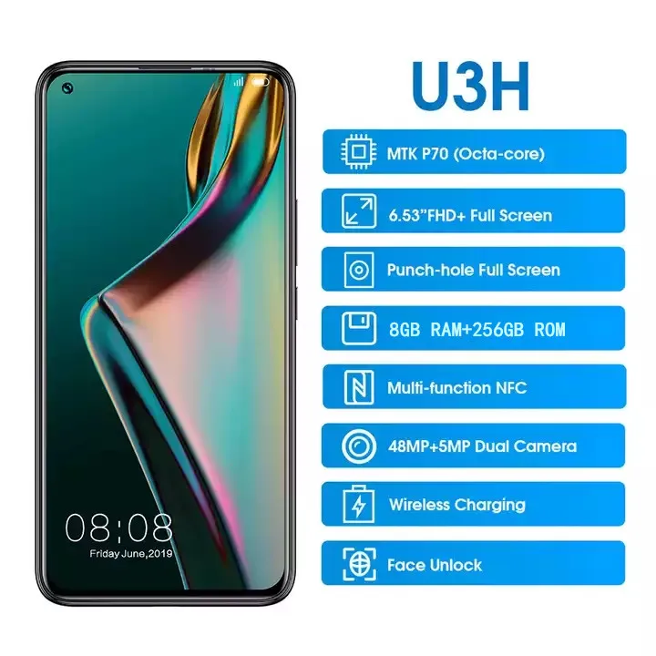 Original ELEPHONE U3H 8GB RAM 256GB ROM Helio P70 Octa Core 3500mAh Smartphone 6.53