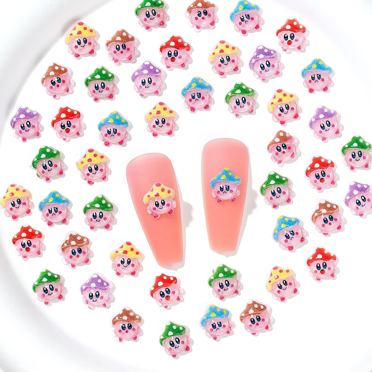 

20Pcs Anime Game Kirby Nail Charms Kawaii Cartoon Star Nail Kirby Jewelry Rhinestone Gems for Manicure Diy Decration Accessories