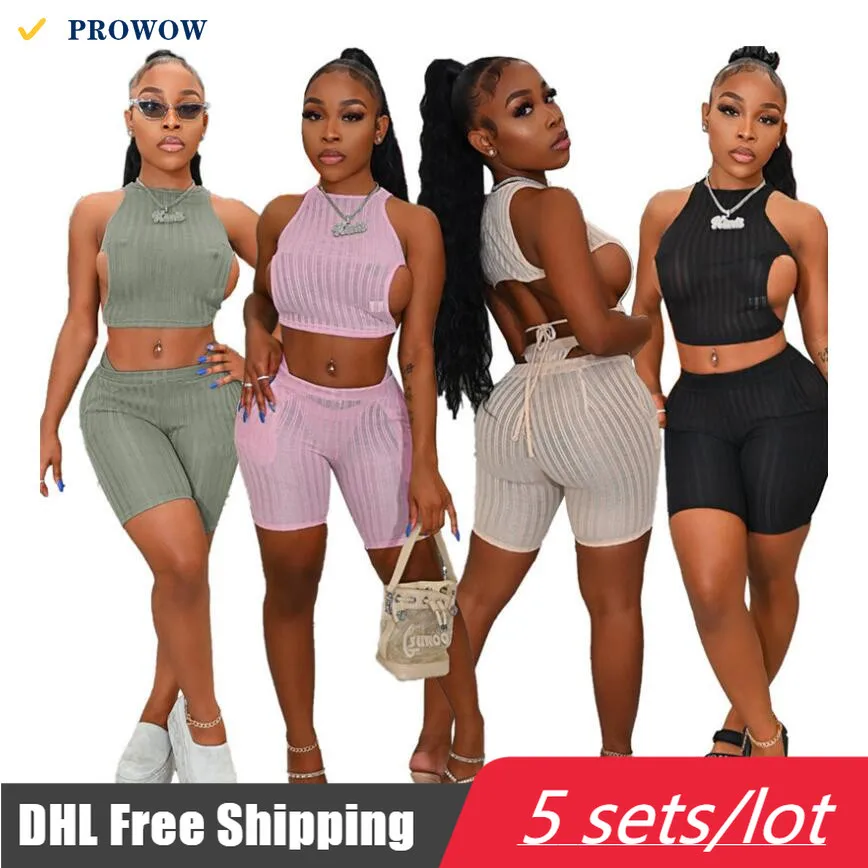 

PROWOW Bikini Sets for 2022 Summer Sexy Cross Bandage Backless Bathing Suit Female 3 Piece Set Wholesale Women's Swimsuits 7049