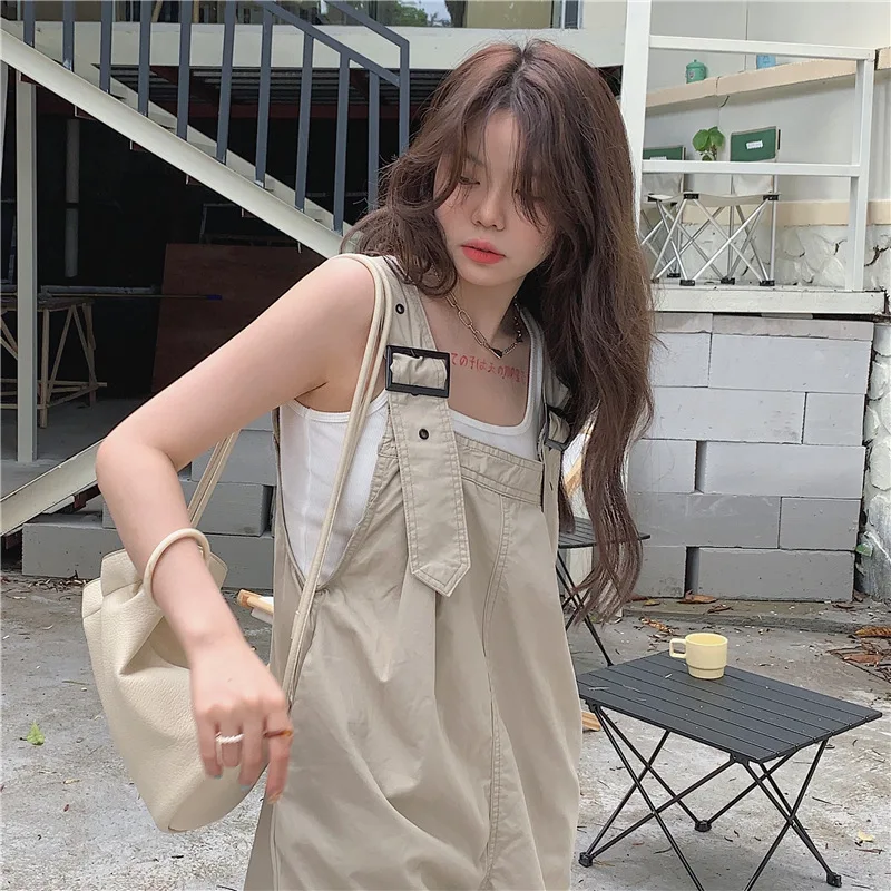Romper Ladies Solid Student Cute College Style Summer Loose Wide Leg Pants Ulzzang High Waist Series Female Fashion Clothes