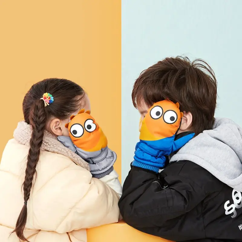 

Kids Boy Girl Waterproof Snow Ski Gloves Cartoon Penguin Shark Contrast Col