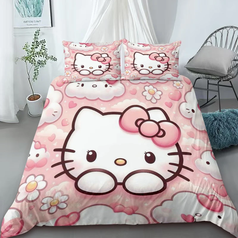 Пододеяльник Hello Kitty комплект постельного белья с героями мультфильмов удобное