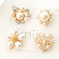 heart flower pearl brooches for women sweater fashion rhinestone jewelry gold bowknot brooch pin for girl clothing accessories
