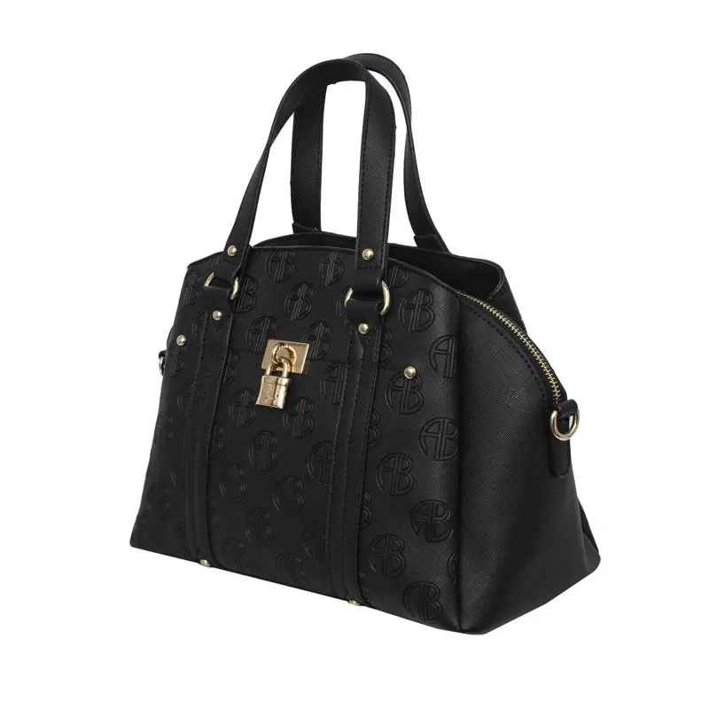 

Gorgeous Women's Saffiano Leather Embossed Top Handle Satchel Handbag With Optional Crossbody Strap - Stylish & Versatile Access