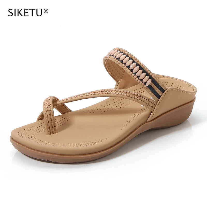 

Fashion Shoes 2022 Women's Slippers Comfortable Wedges PU Beach Shoes SIKETU Brand Summer Ladies Slippers Kapcie Zapatos Mujer