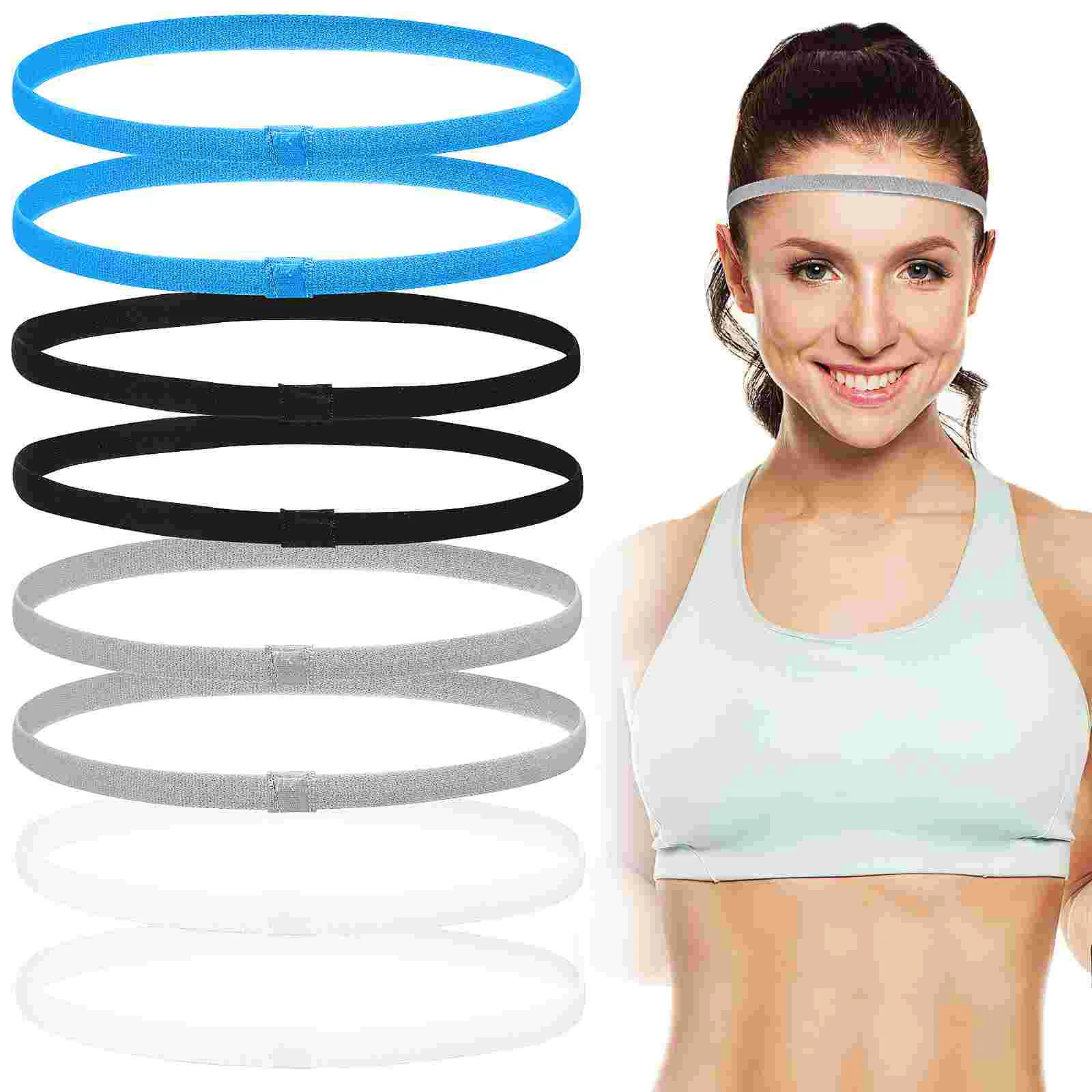 

8 Pcs Elastic Hair Bands Set Headbands Women Athletic Running Thin Fabric Non Slip Women's