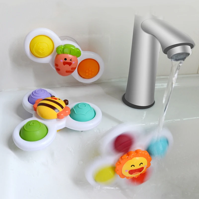 Montessori Baby Bath Toys for Boy Children Bathing Sucker Spinner Suction Cup Toy Kids Funny Little Monster Child Rattle Teether