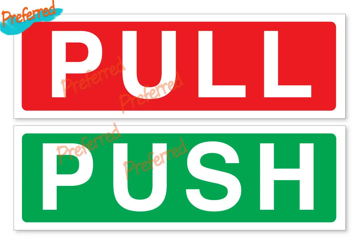 

PUSH & PULL RED AND GREEN HORIZONTAL, Car, Van Decal Sticker, Business Wall Art High Quality Vinyl Cover Waterproof PVC Decals