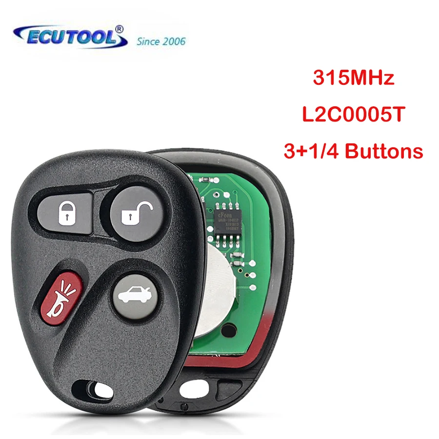 

ECUTOOL Control Remote Car Key Fob L2C0005T 315MHz 3+1/4 Buttons Entry For Chevrolet Pontiac Saturn Cadillac Keyless