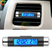 portable 2 in 1 car digital lcd clocktemperature display electronic clock thermometer car digital time clock car accessory