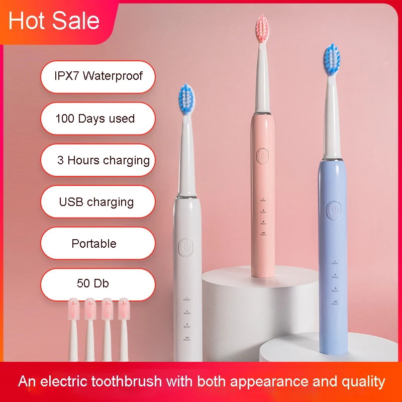 Portable Sonic Electric Toothbrush Adult Timer Brush 5 Modes USB Charger Rechargeable Smart Tooth Brushes Replacement Heads Set enlarge