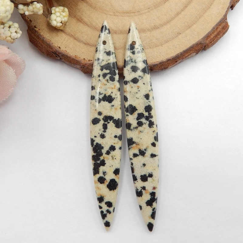 

Semiprecious stone jewelry Natural Spot Stone Earrings Bead 55x8x3mm5.2g