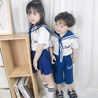 boys suits 2022 summer new college style brother and sister girls short sleeved kindergarten clothing performance clothes