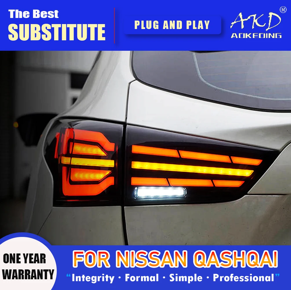 

Задний фонарь AKD для Nissan Qashqai, светодиодный задсветильник 2016-2021 Highlander Qashqai, задний противотуманный сигнал, поворотный сигнал, автомобильные а...