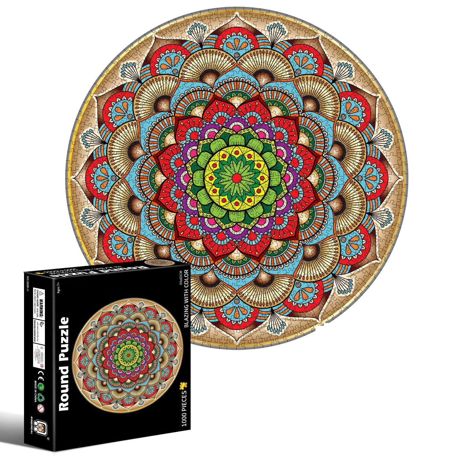 

1000 Pieces Round Puzzles For Adults Large Size Beautiful Flower High Quality Paper Jigsaw Gift Box Item Toy Game Wholesale