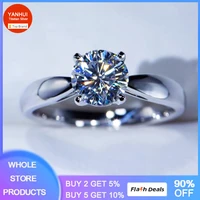 luxury women original 18k white gold color ring bride wedding jewelry high quality created diamond proposal ring gift